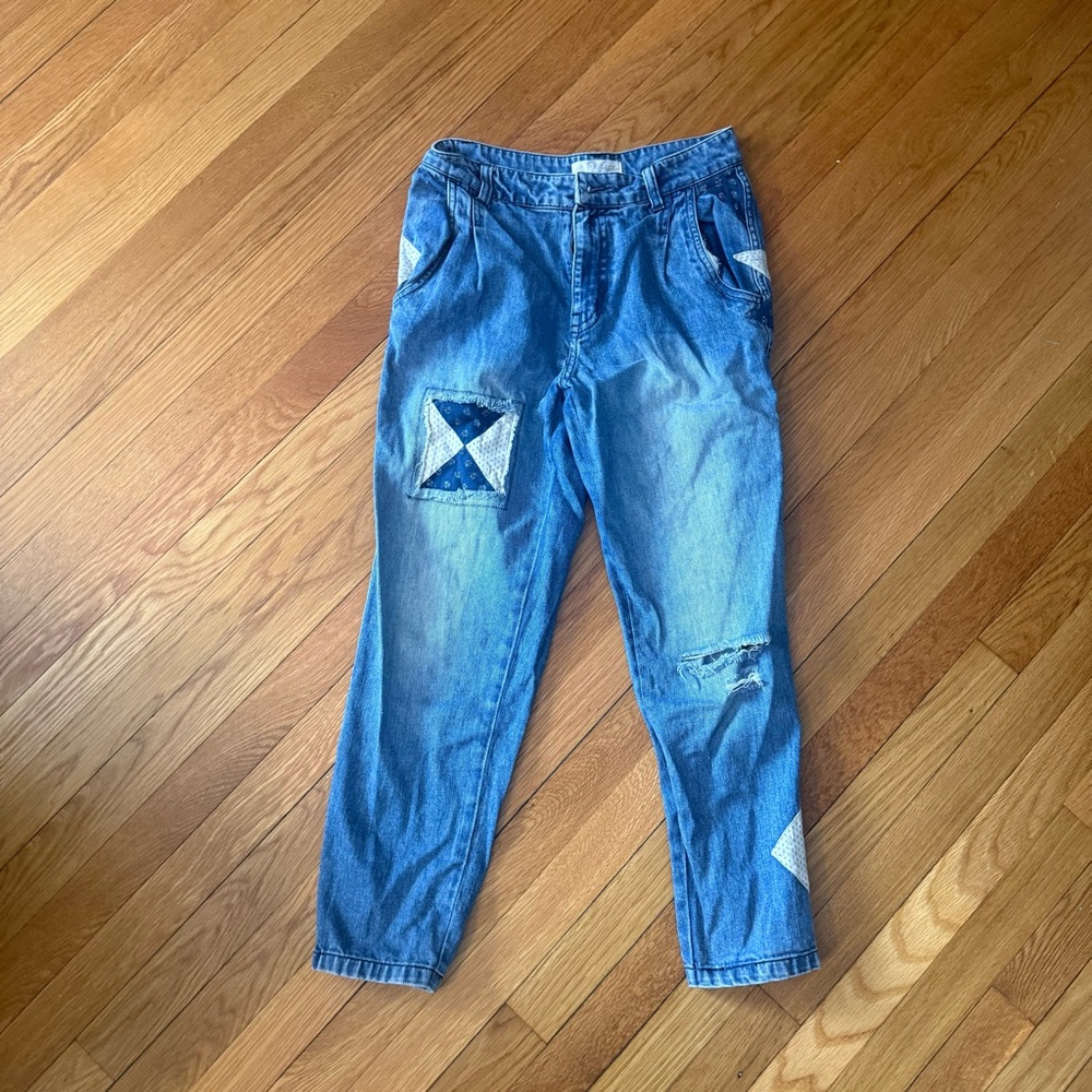 We the Free Blue Patchwork Jeans